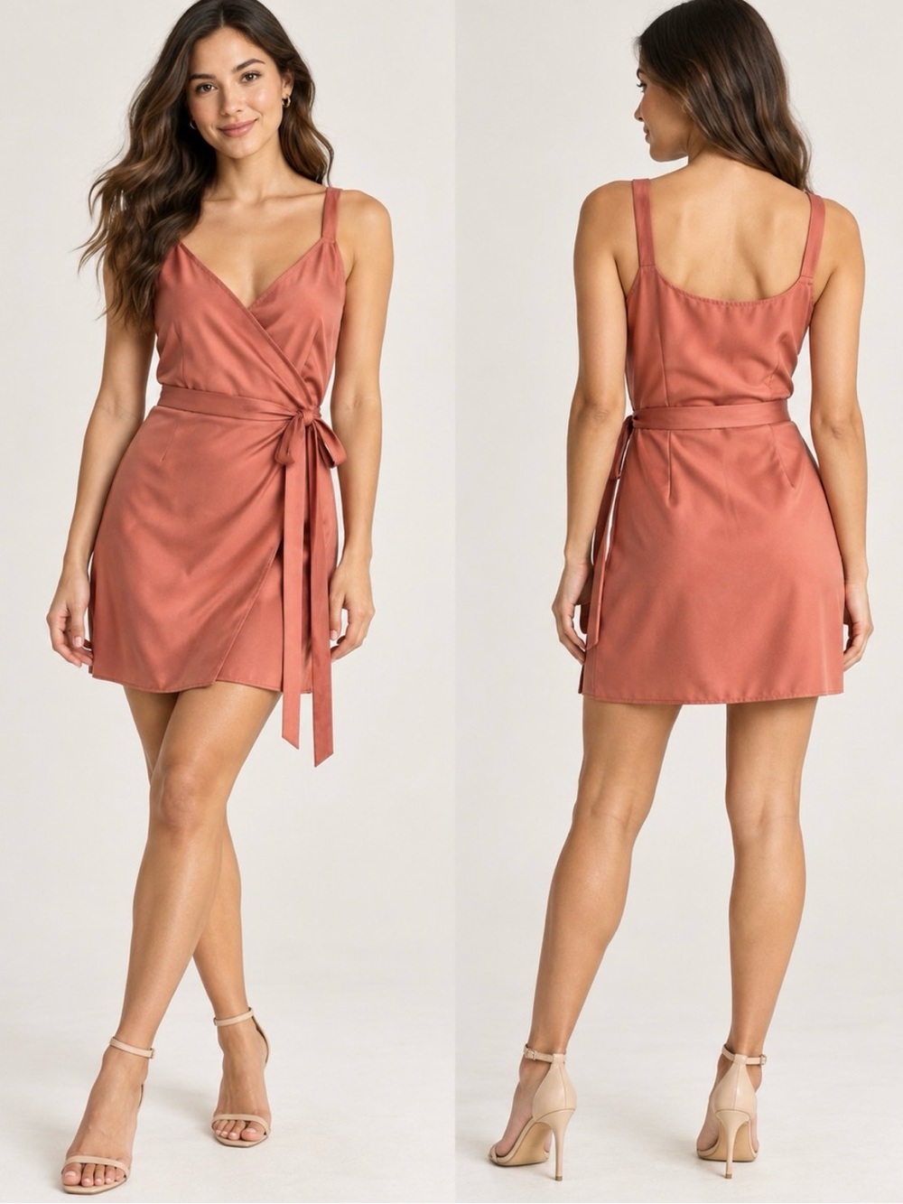 Banana Republic Wrap Mini Dress in Rust Coral Sz 0OP